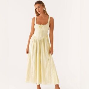 NWT Pepper Mayo Pascuelle Midi Dress Butter Yellow Small